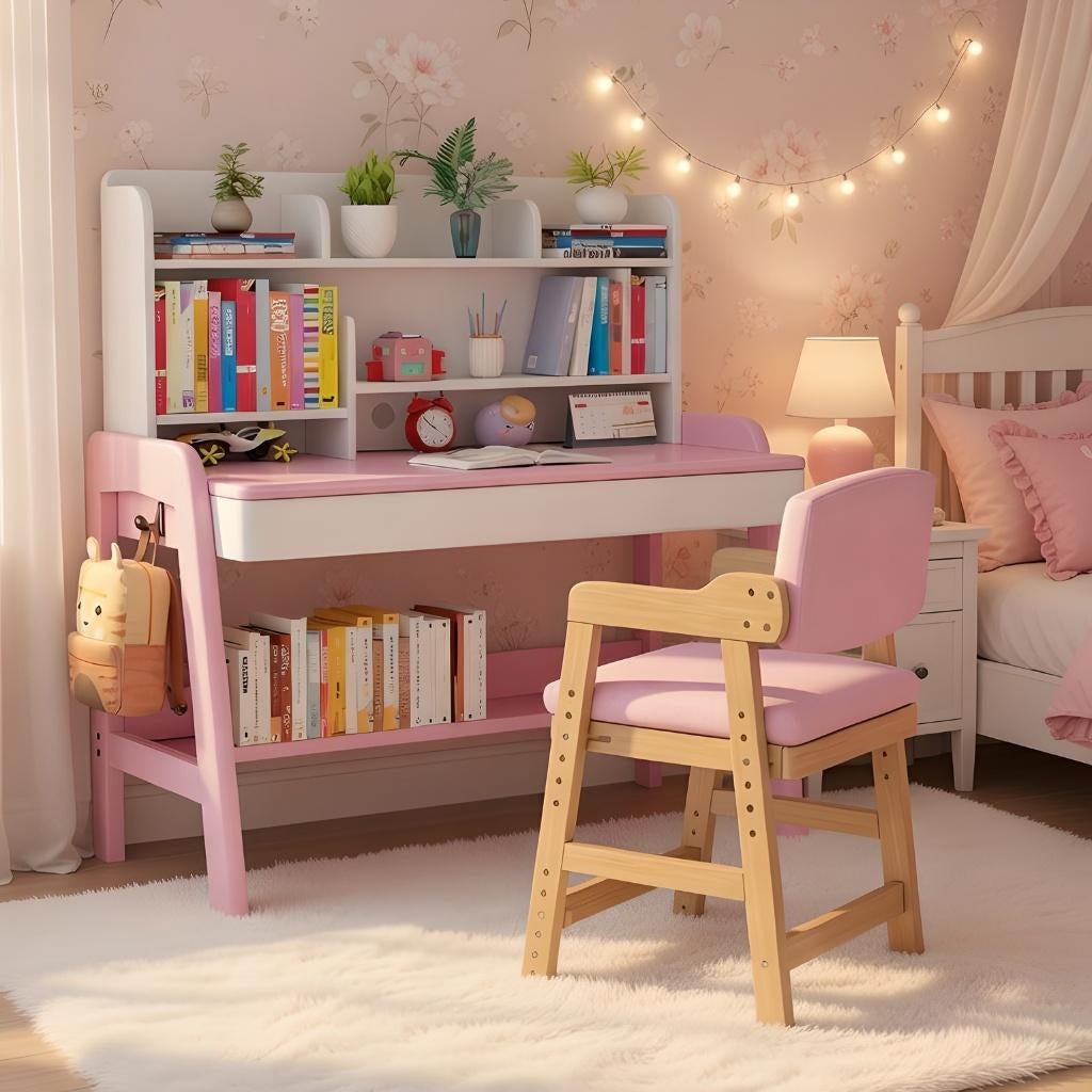 LYHOE Verstelbaar houten bureau met stoel, lade en kast set, Verzenden, Nieuw, Tafel(s) en Stoel(en)