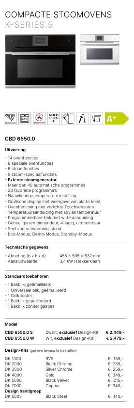 Compacte stoomoven merk Kuppersbusch CBD6550.0W, Elektronische apparatuur, Ophalen, Overige merken, Hete lucht, Nieuw