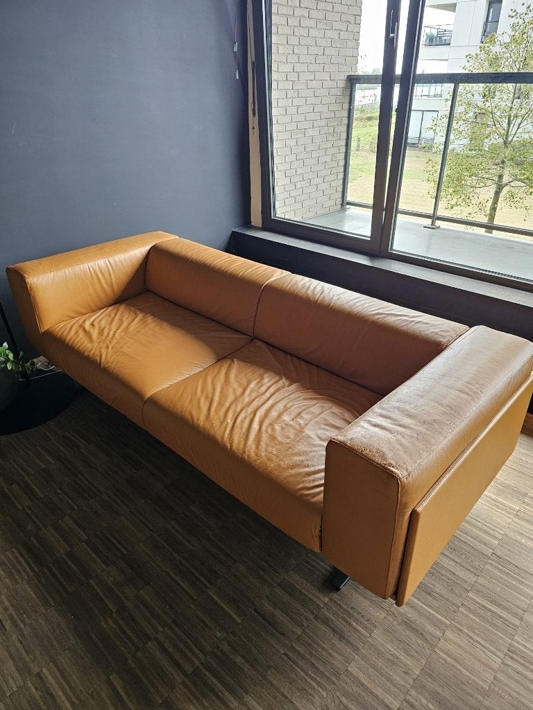 Inclas Marcus designzetels in cognac leder – 3-zit + 1-zit, Ophalen, Gebruikt, Leer, Modern, tijdloos design met warme Italiaanse uitstraling