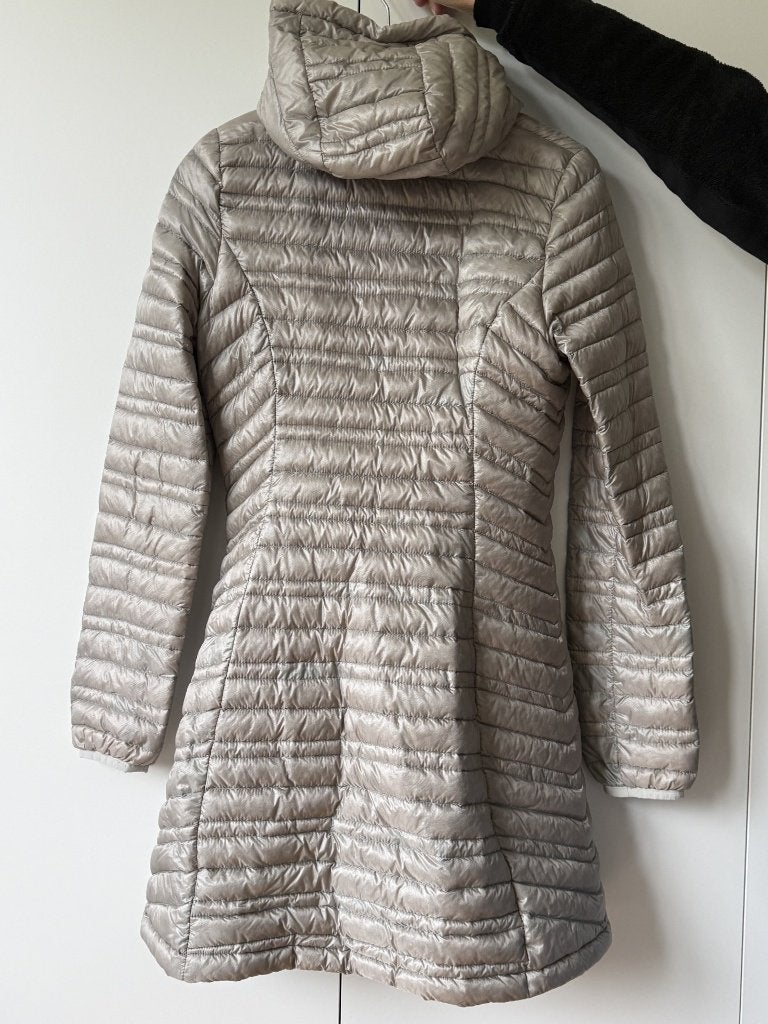 Patagonia DUVET lange jas met capuchon, Patagonia, Ophalen of Verzenden, Maat 34 (XS) of kleiner, Grijs