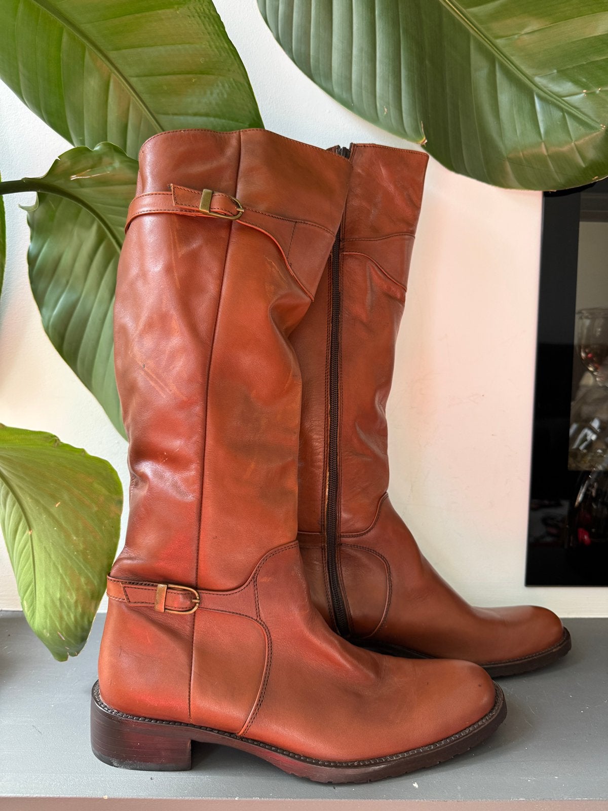 Prachtige Leren Laarzen Mer du Nord – Cognac, Maat 40, Comme neuf, Brun, Enlèvement, Bottes hautes