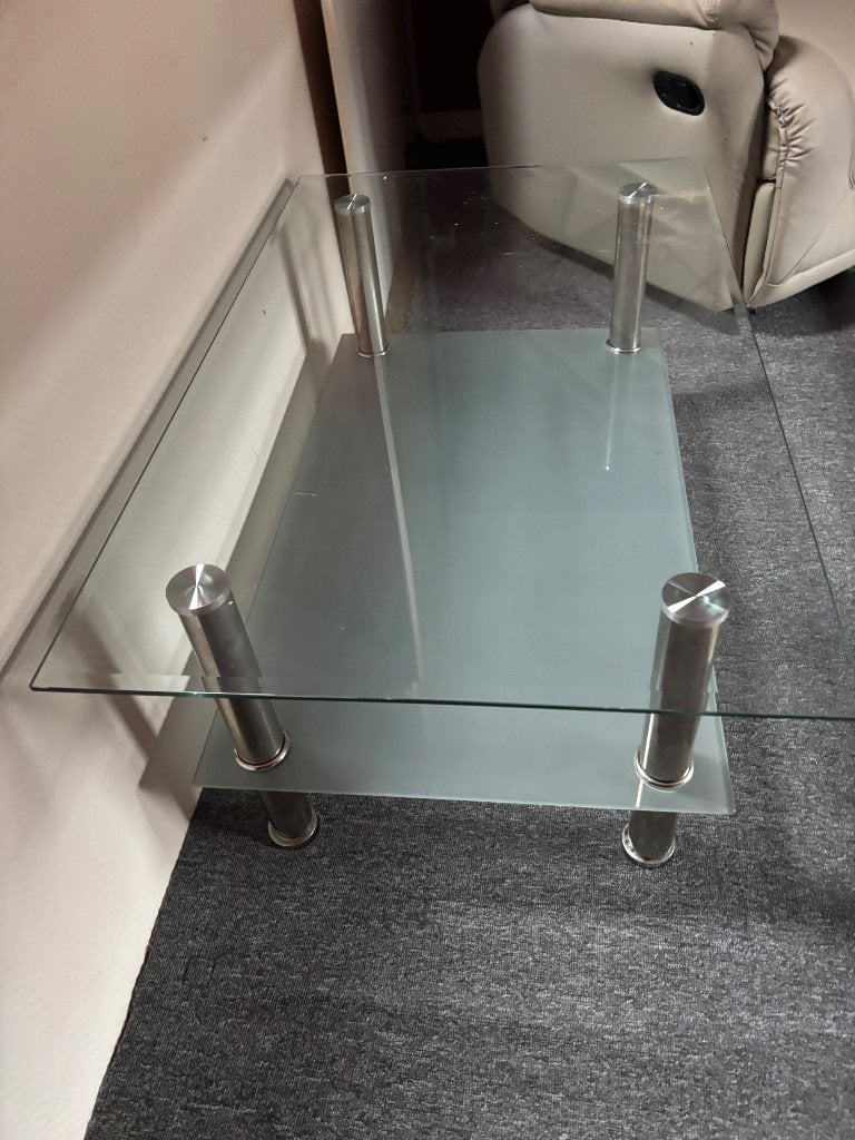 Glazen salontafel, Huis en Inrichting, Ophalen, Gebruikt, 50 tot 100 cm, 50 tot 100 cm