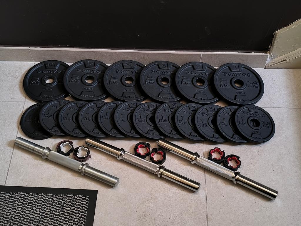 30kg Halterset van Domyos (28mm) in perfecte staat., Sport en Fitness, Ophalen, Zo goed als nieuw, Benen, Halterset