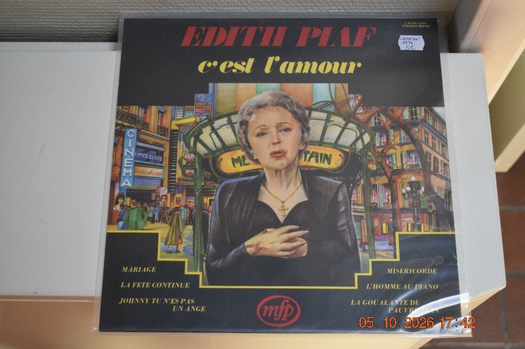 2 LP's : "Edith Piaf" (Chanson), Beschermende buitenhoes, Ophalen of Verzenden, Gebruikt, LP