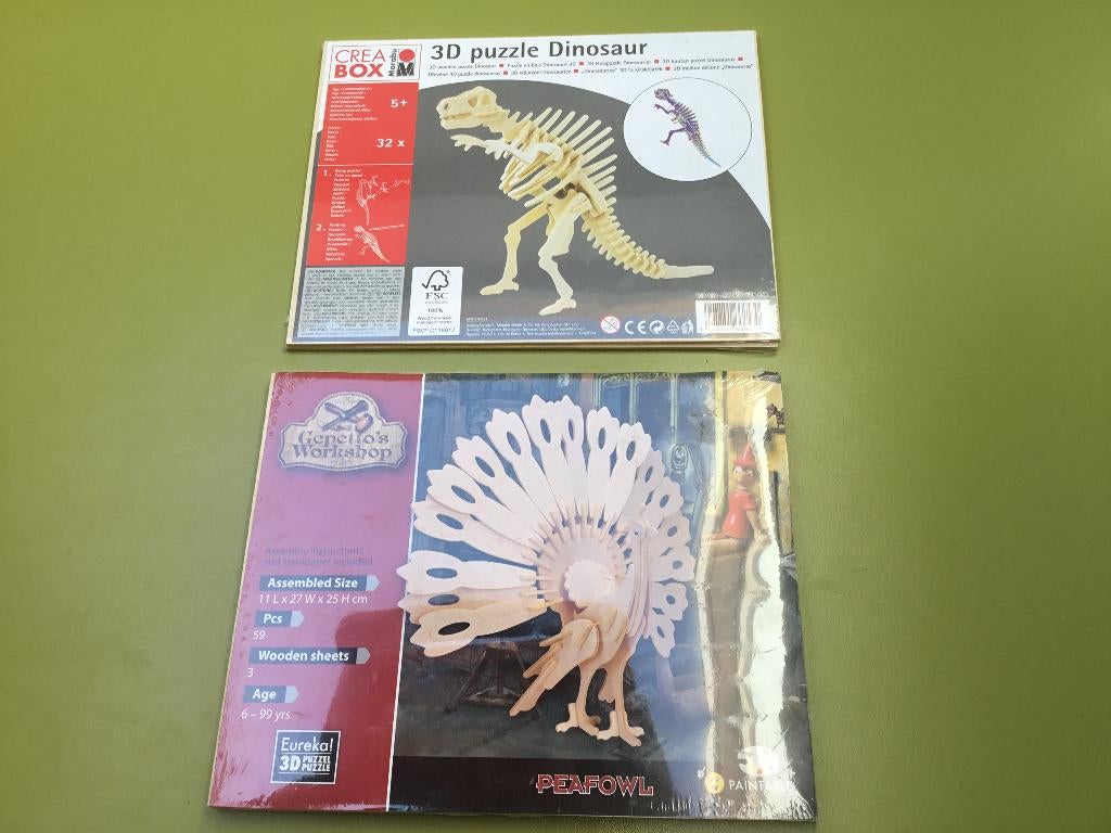 Houten 3D puzzel dinosaurus, Ophalen, Nieuw, Meer dan 50 stukjes, Van hout