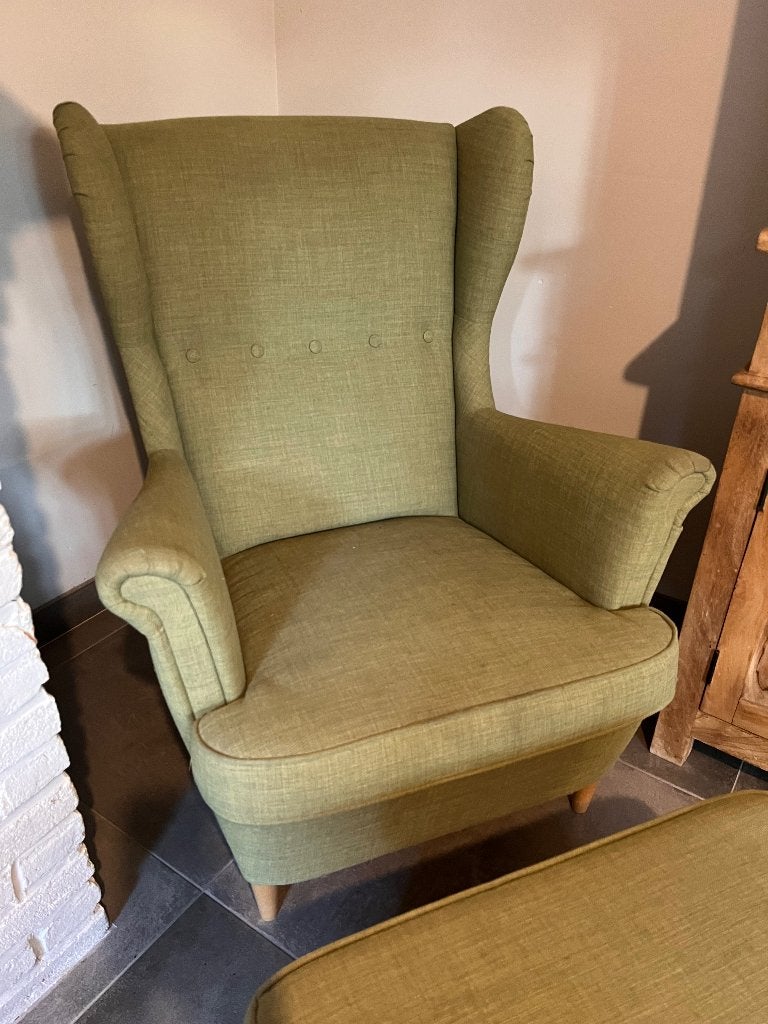 IKEA STRANDMON fauteuil + voetenbank, 75 à 100 cm, Enlèvement, Utilisé, 75 à 100 cm