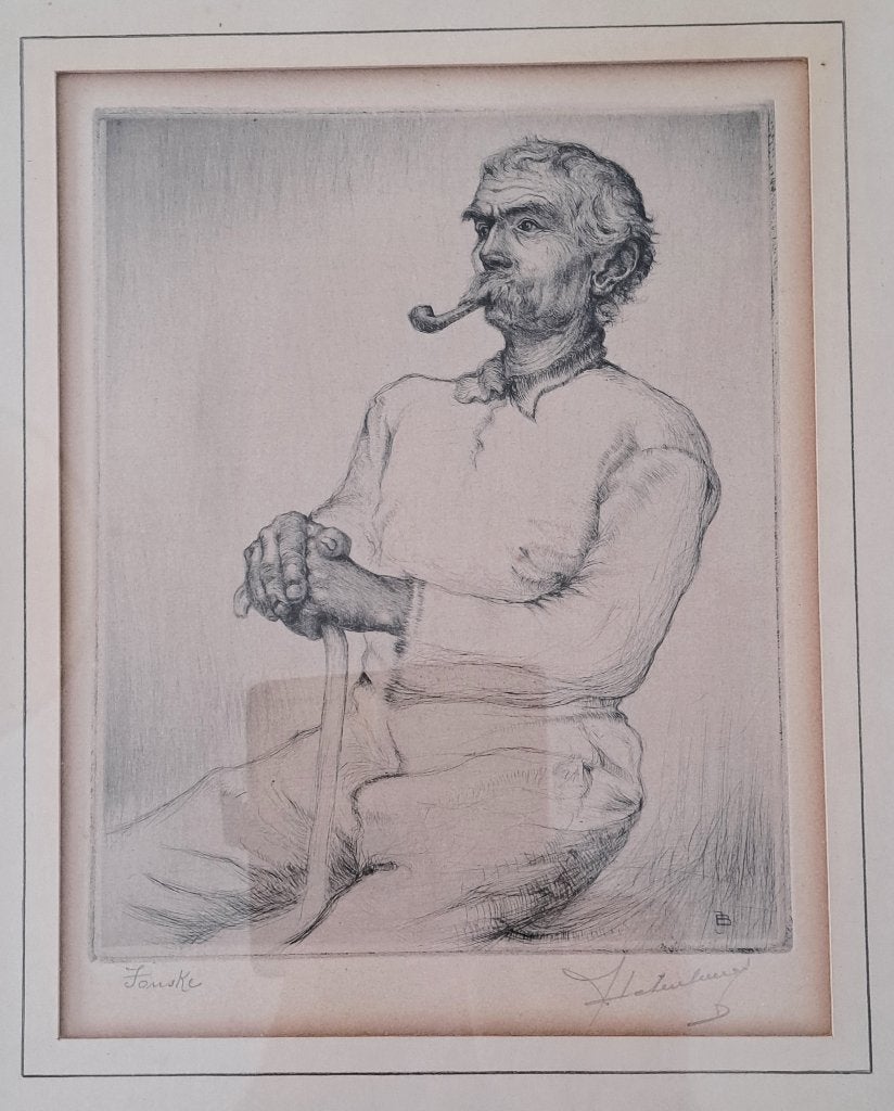 Jean Batenburg 1906-1990 mooie ets gesigneerd potlood, Eau-forte, Enlèvement ou Envoi, 31 cm, Signé