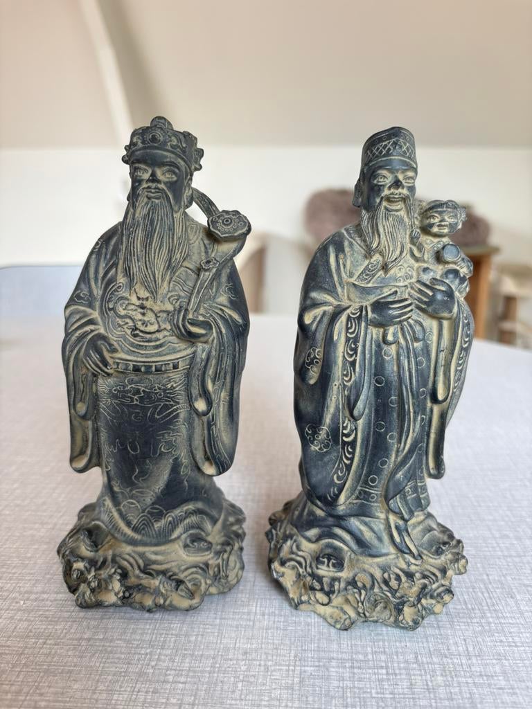 Chinese Fu Lu Shou beeldjes resin/hars, Enlèvement, Comme neuf