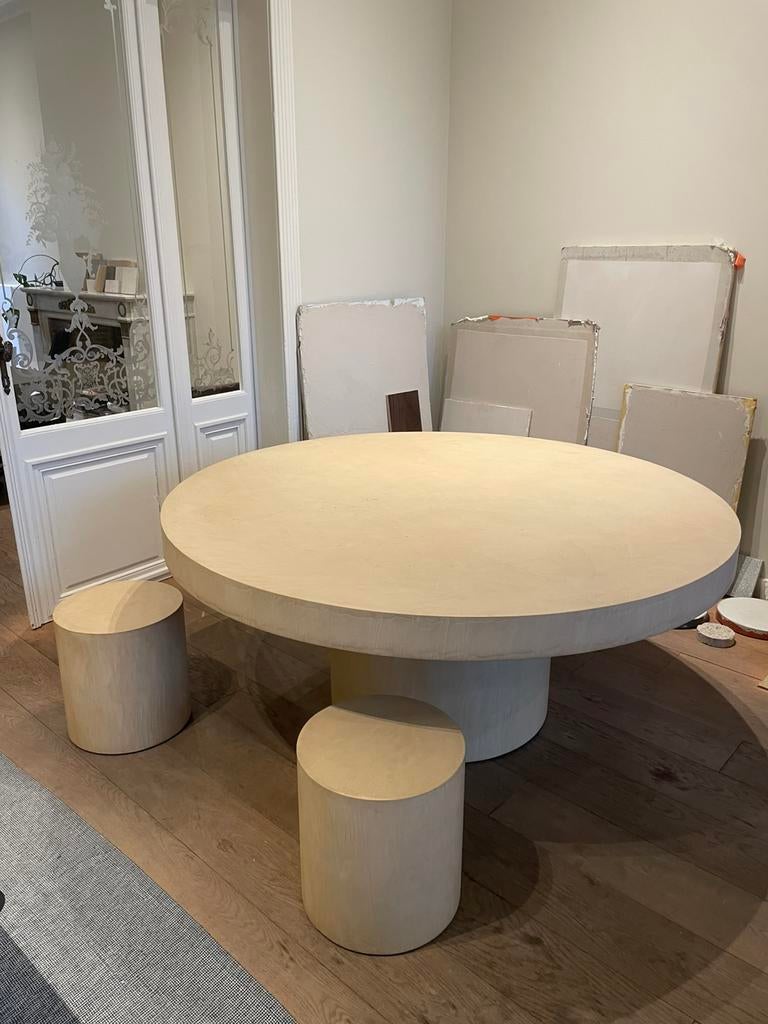 Design Mortex tafel 190cm dia met 2 krukken, Ophalen, Overige materialen, Gebruikt, 150 tot 200 cm
