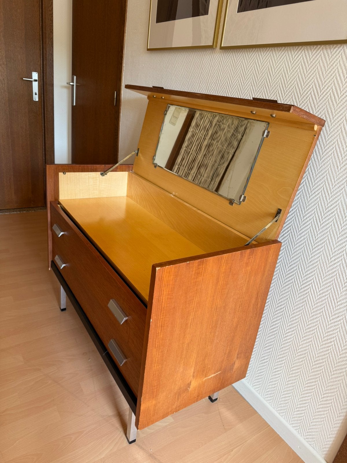 Vintage Retro kast ladekast commode make-up-kast met spiegel, Ophalen, Gebruikt