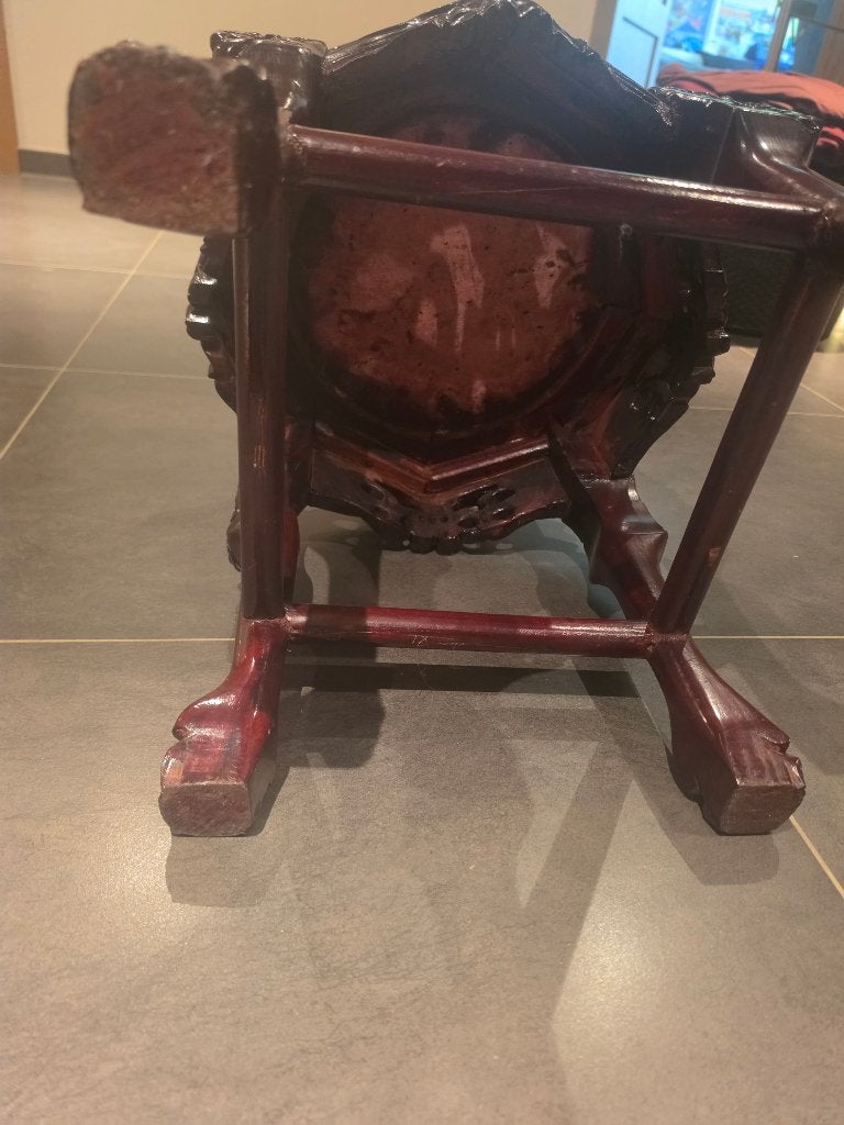Antieke Chinese plantentafel met marmeren blad, Ophalen
