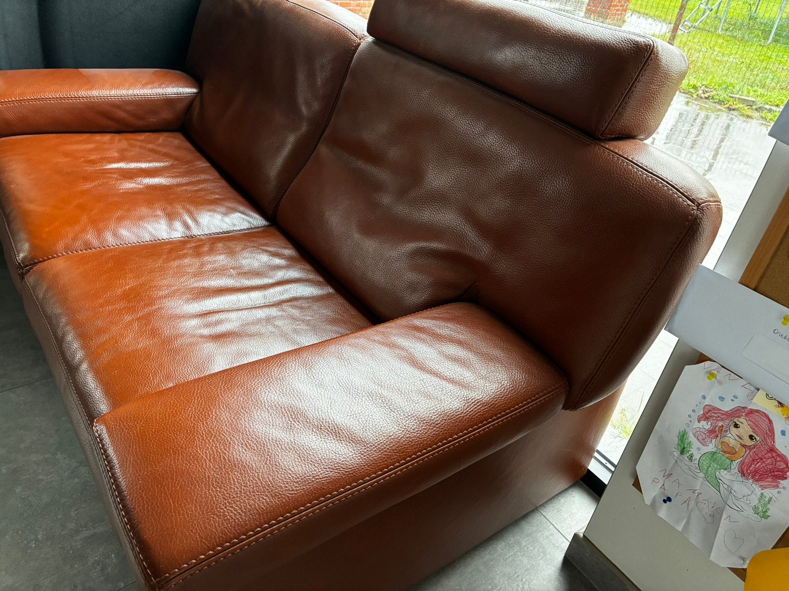 Zeer mooie lederen 2 zit en 2/3 zit. Salon, 75 à 100 cm, Comme neuf, Enlèvement, Modern-klassiek