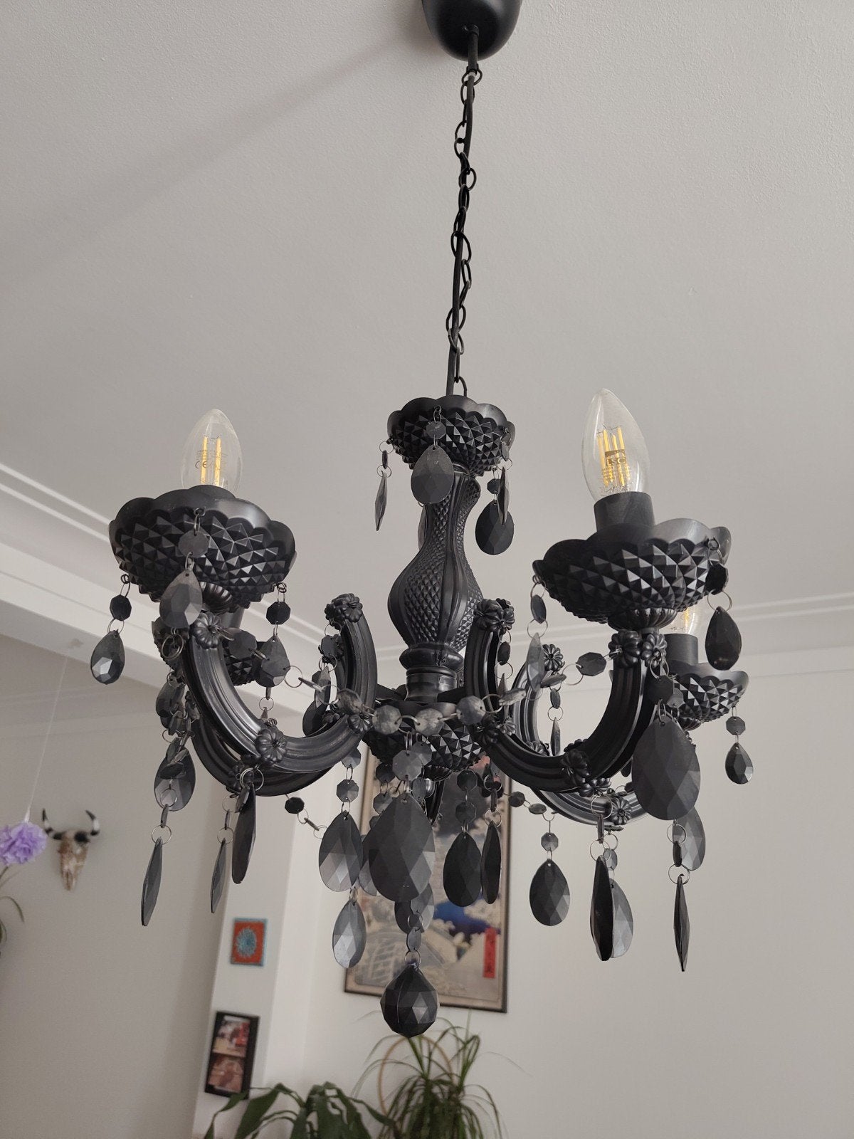 Barokke kroonluchter met 5 lichtpunten/Luminaire style baroq, Enlèvement ou Envoi, Comme neuf, Baroque, E14 (petit)