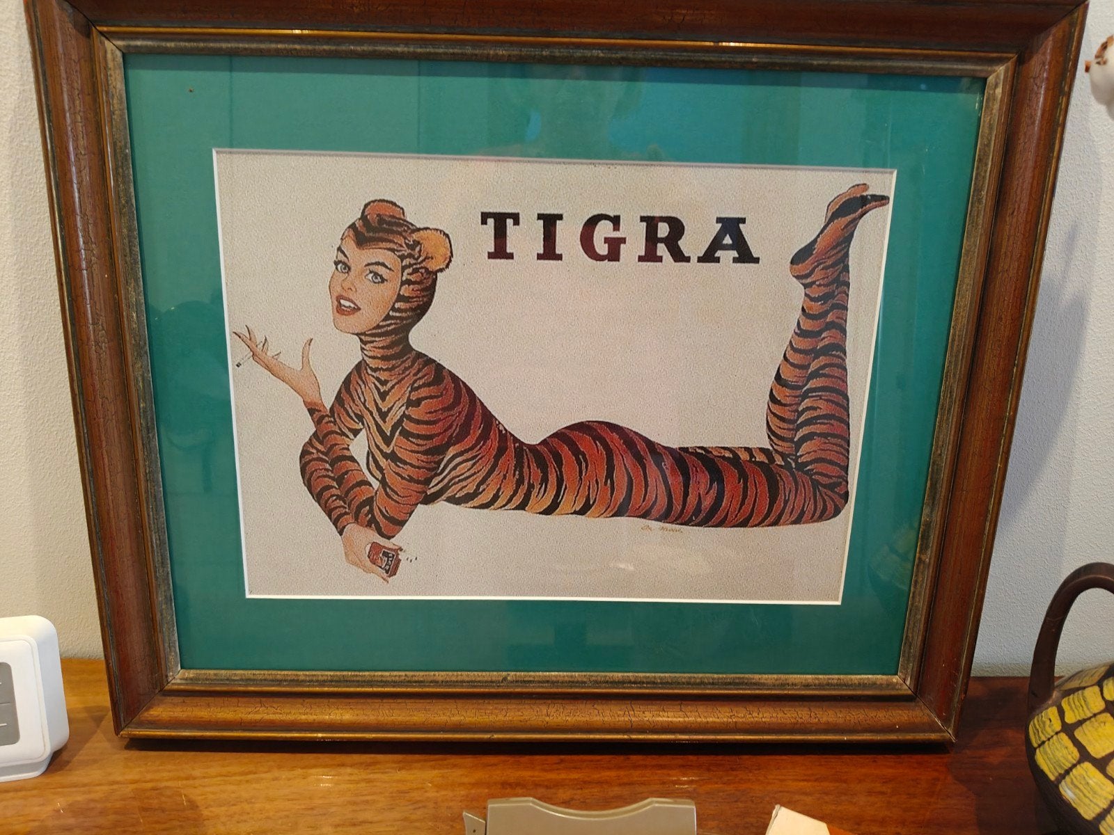 Vintage kader met foto Tigra, Ophalen of Verzenden