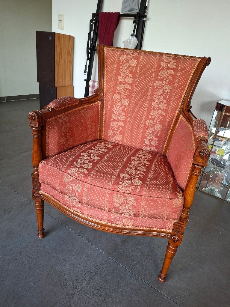 Klassieke bergère fauteuil Louis XVI-stijl – houten frame, Ophalen