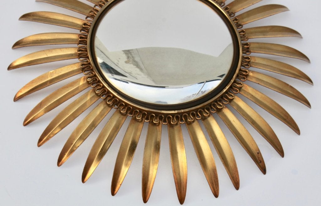 Deknudt Sunburst spiegel 1950, Enlèvement ou Envoi, Rond, 50 à 100 cm, Moins de 100 cm