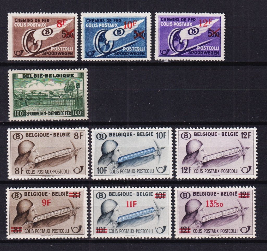 Timbres ferroviaires belges 1946-1948 TR291-300 **, Timbres & Monnaies, Neuf, Non oblitéré, Trains, Envoi