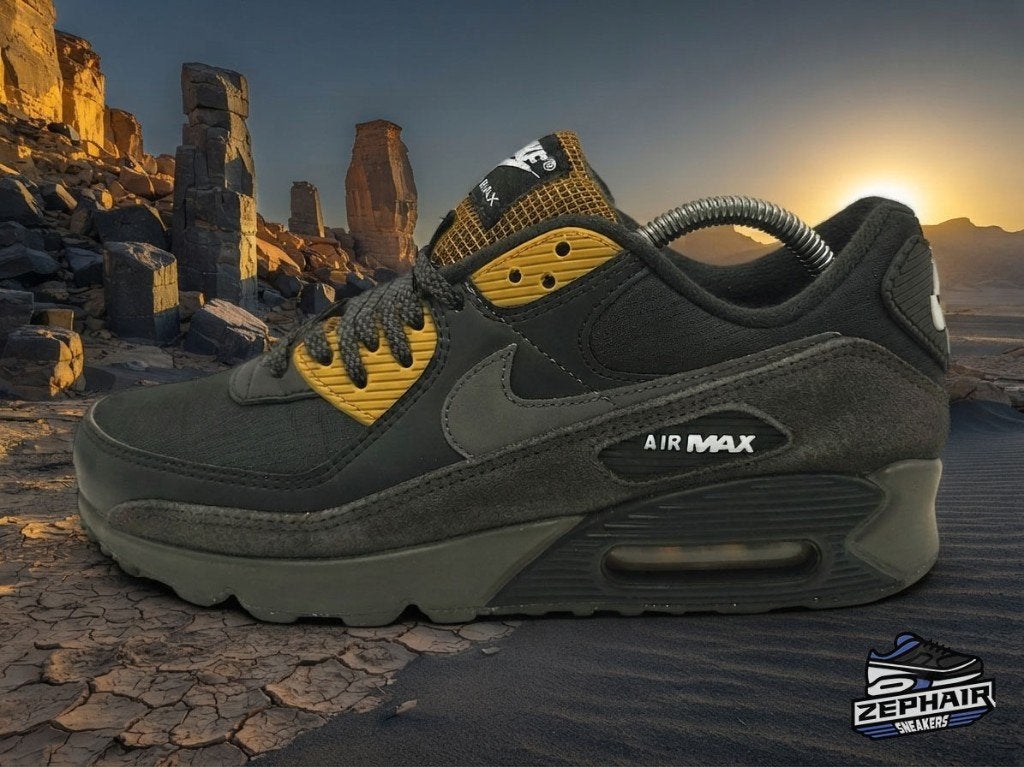 Nike Air Max 90 'Black/Bronzine' EU42.5 2023, Enlèvement ou Envoi, Nike, Porté, Baskets