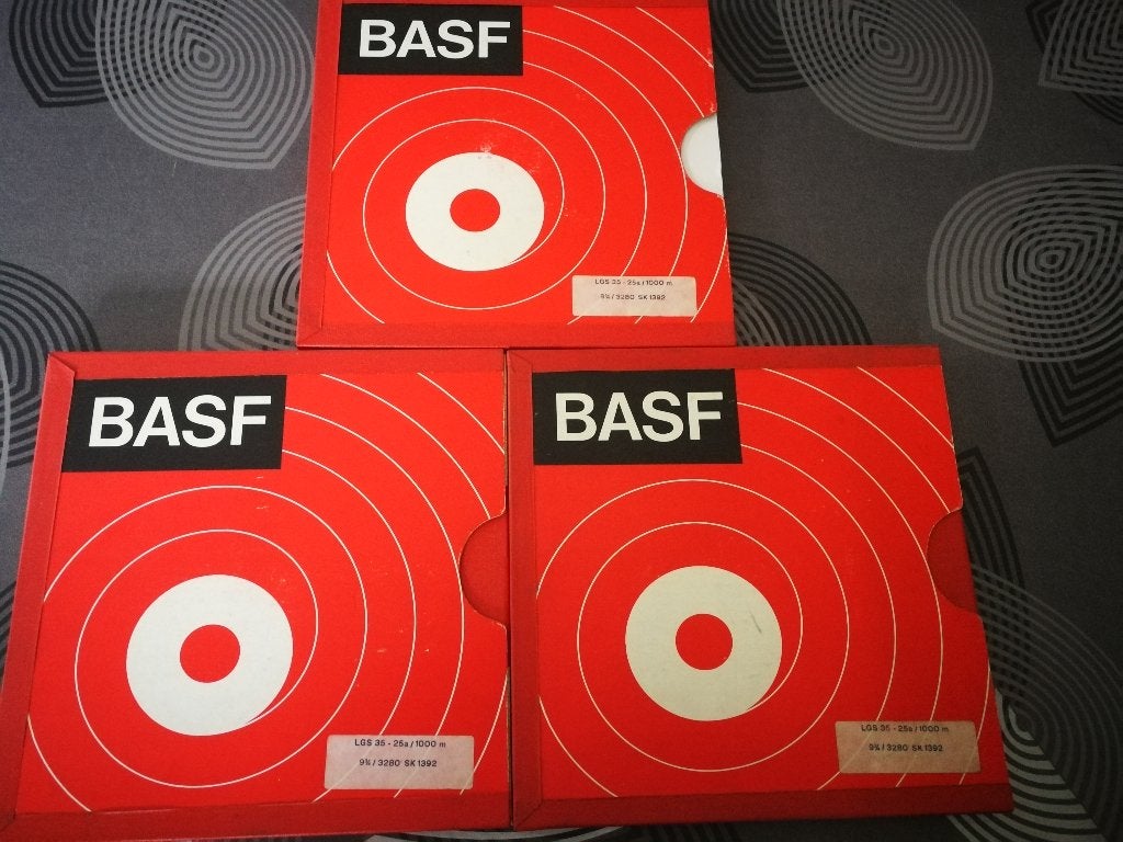 3 ongebruikte banden BASF, diameter 24,7 cm, Audio, Tv en Foto, Bandrecorder, Ophalen