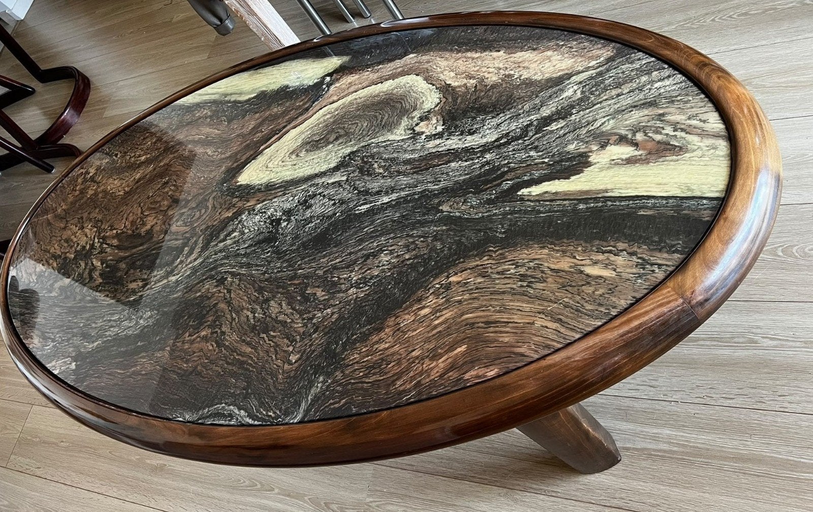 Onyx Marmer salontafel unieke exemplaar 170cm., Ophalen, Vintage, 50 tot 100 cm, 150 tot 200 cm