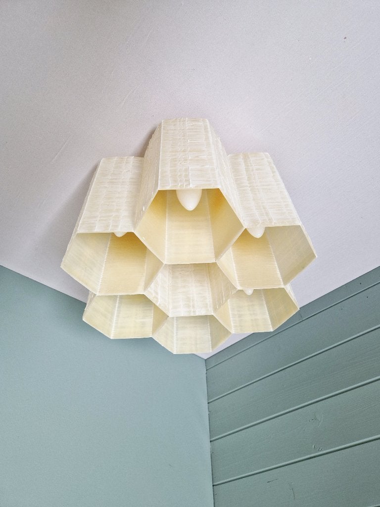 Plafondlamp van glasvezel in honingraat, 1960, Ophalen of Verzenden