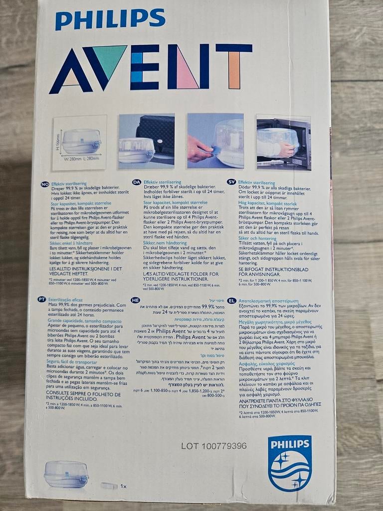 Stérilisation à la vapeur de marque Avent, Enlèvement