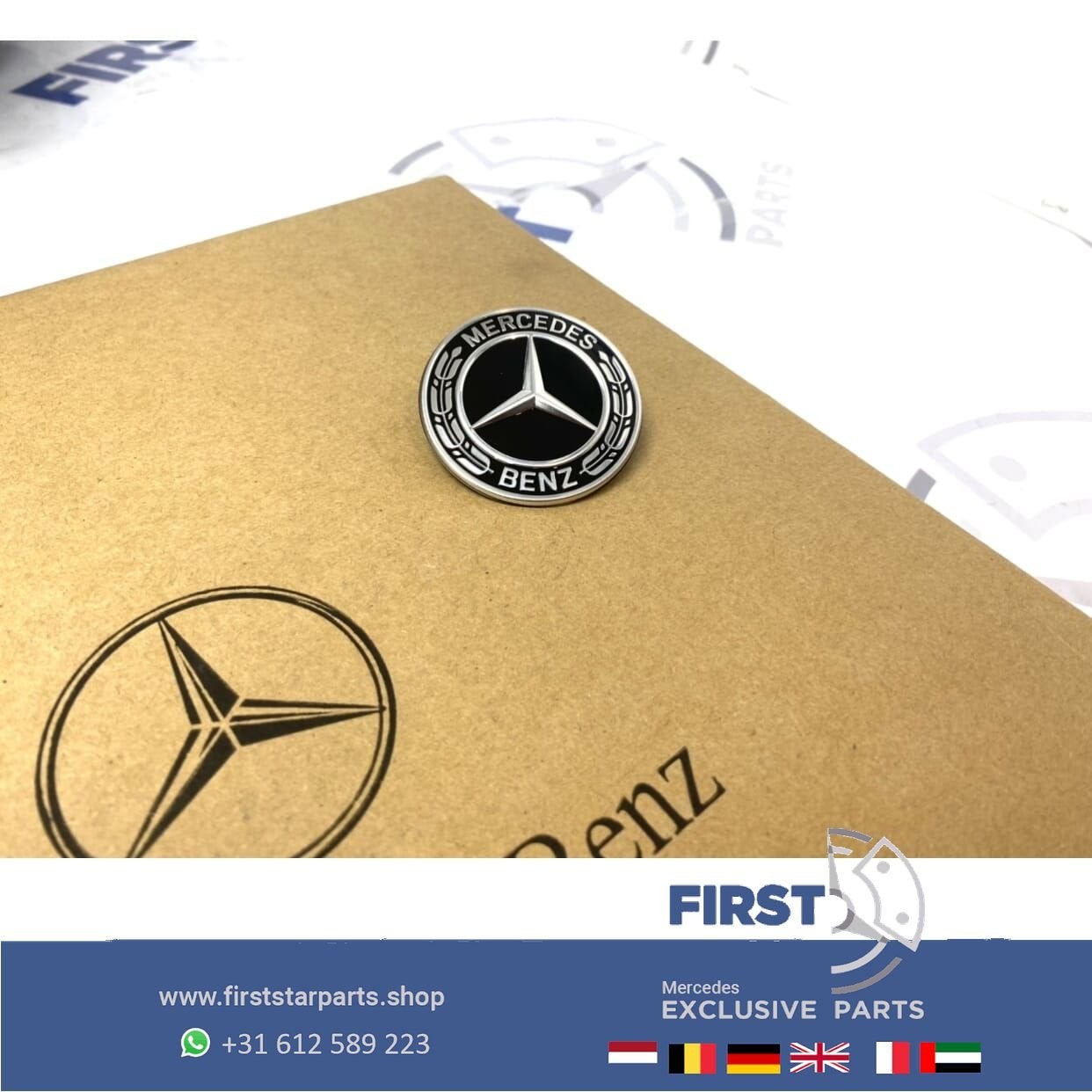 MERCEDES VOORBUMPER LOGO ZWART AMG BUMPER EMBLEEM LOGO A B C, Utilisé, -, -, Enlèvement ou Envoi