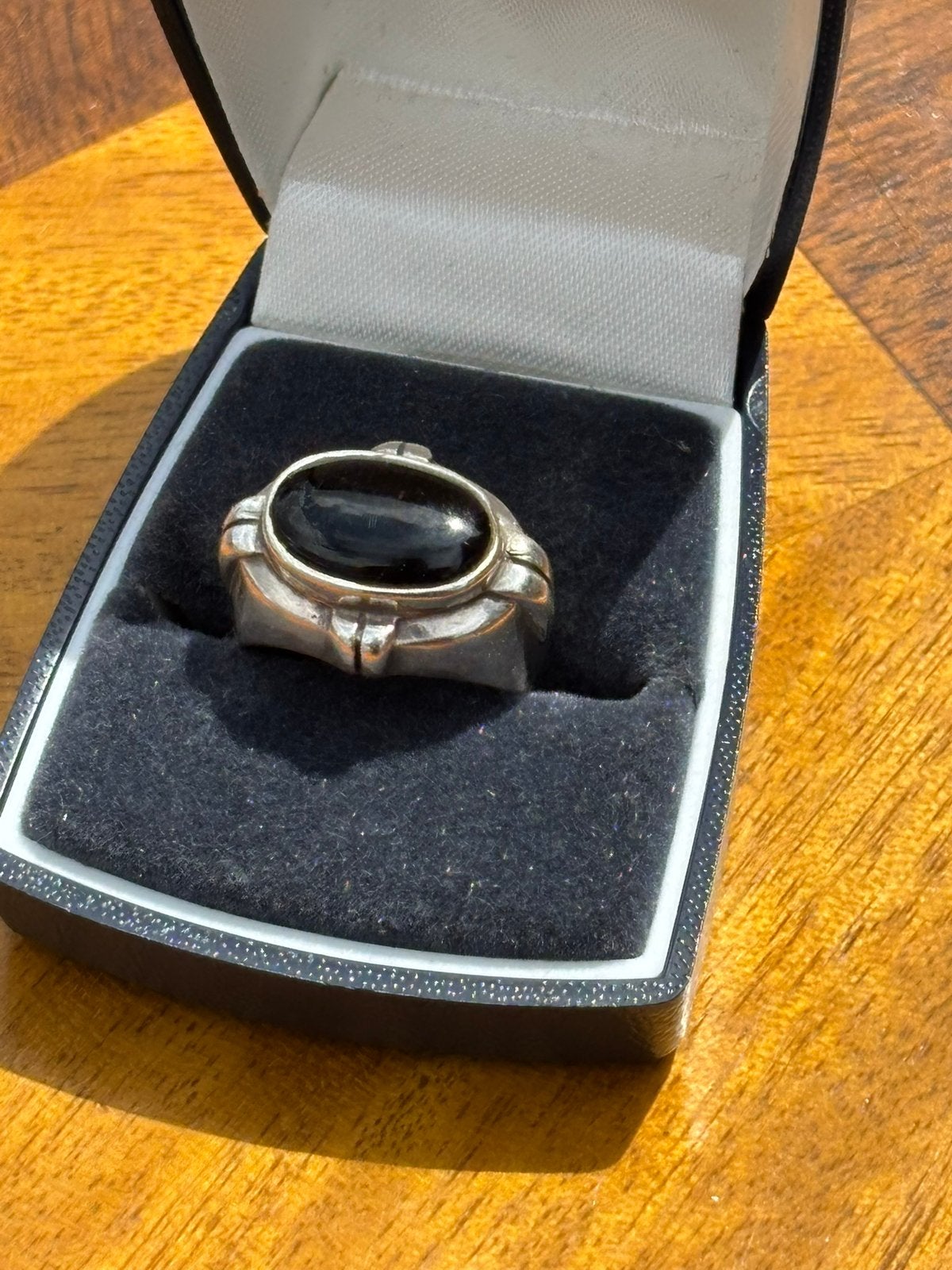 Bague Vintage en Argent 925 & Onyx, Bijoux, Sacs & Beauté, Bagues, Enlèvement ou Envoi, Comme neuf, Argent, Argent