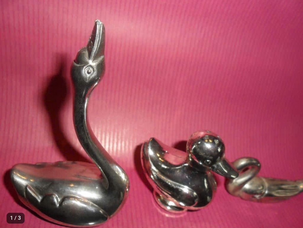 Statues de canards en métal argenté, Enlèvement ou Envoi, Utilisé