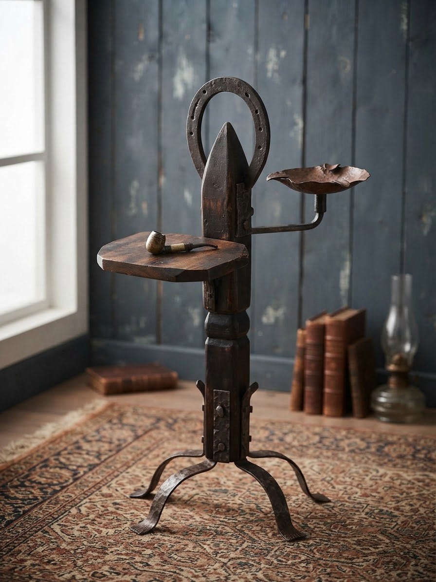 Table à fumer/cendrier antique fait main avec fer à cheval, Enlèvement
