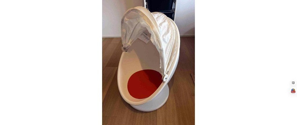 Fauteuil enfant pivotant IKEA PS LÖMSK blanc/rouge + capote, Enfants & Bébés, Enlèvement, Comme neuf, Autres types