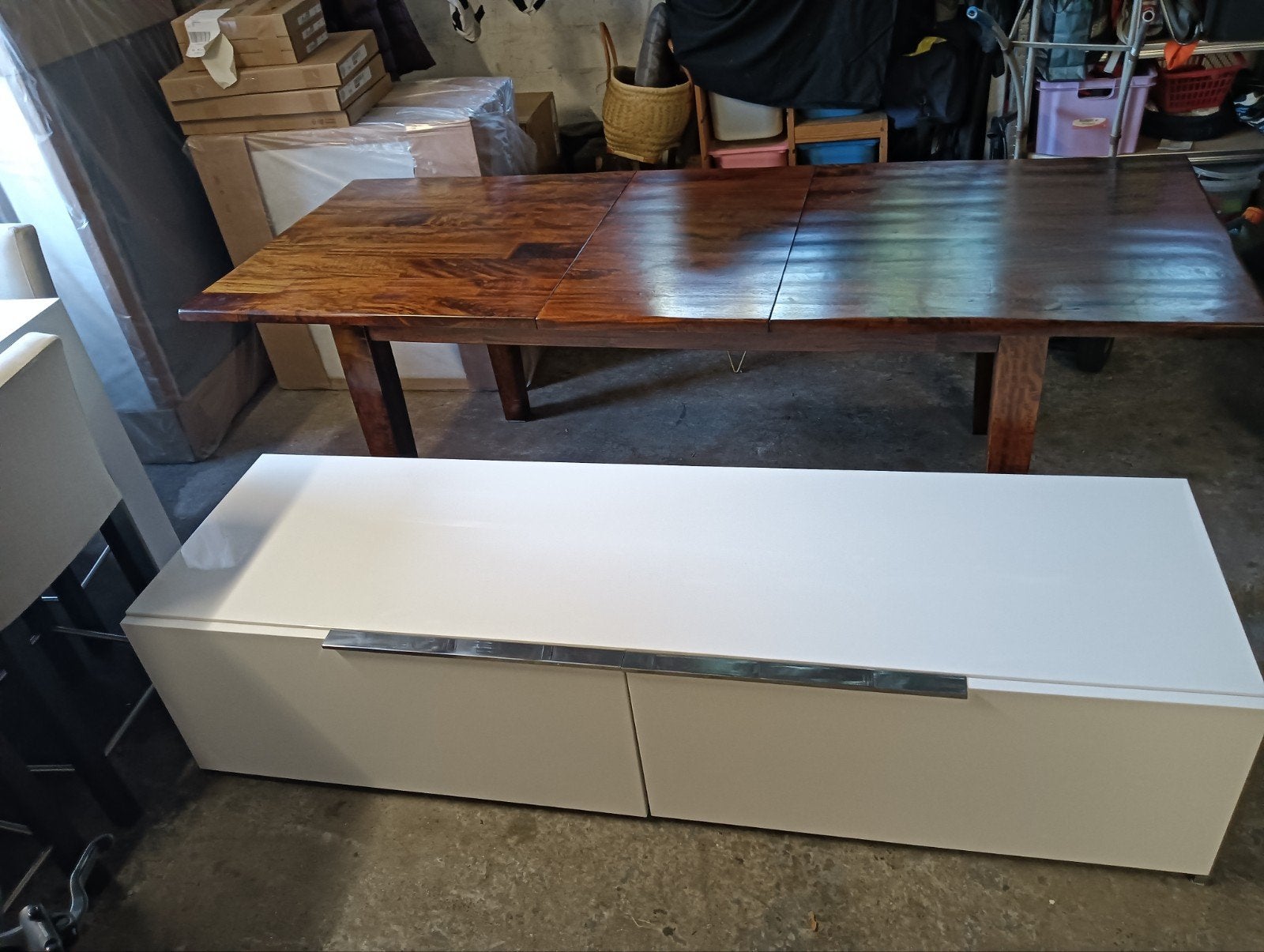 Witte design televisiekast, 200 cm ou plus, Enlèvement ou Envoi, Moins de 100 cm, Comme neuf