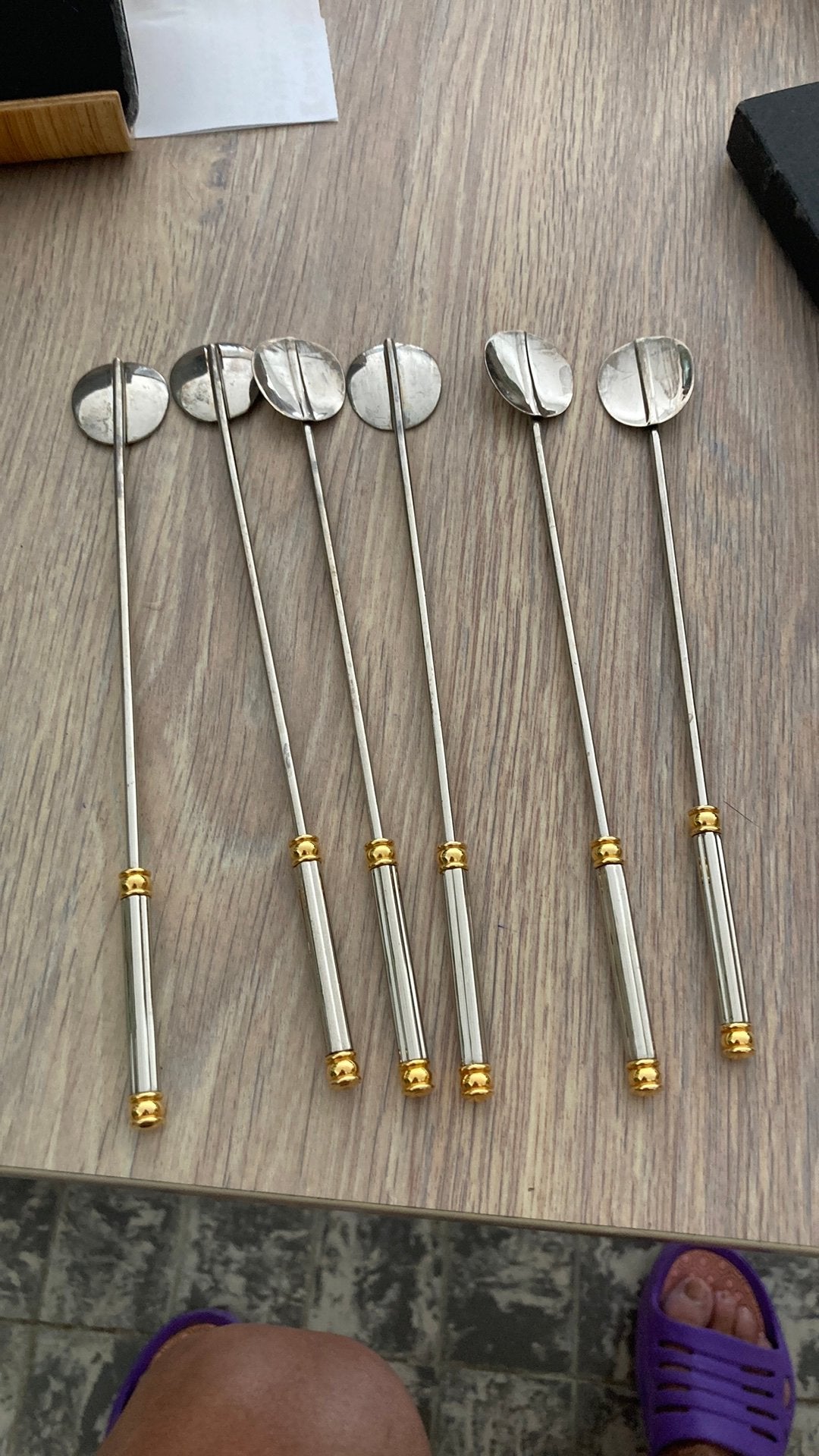 6 cuillères à cocktail, cuillères à boisson longues,, Enlèvement ou Envoi