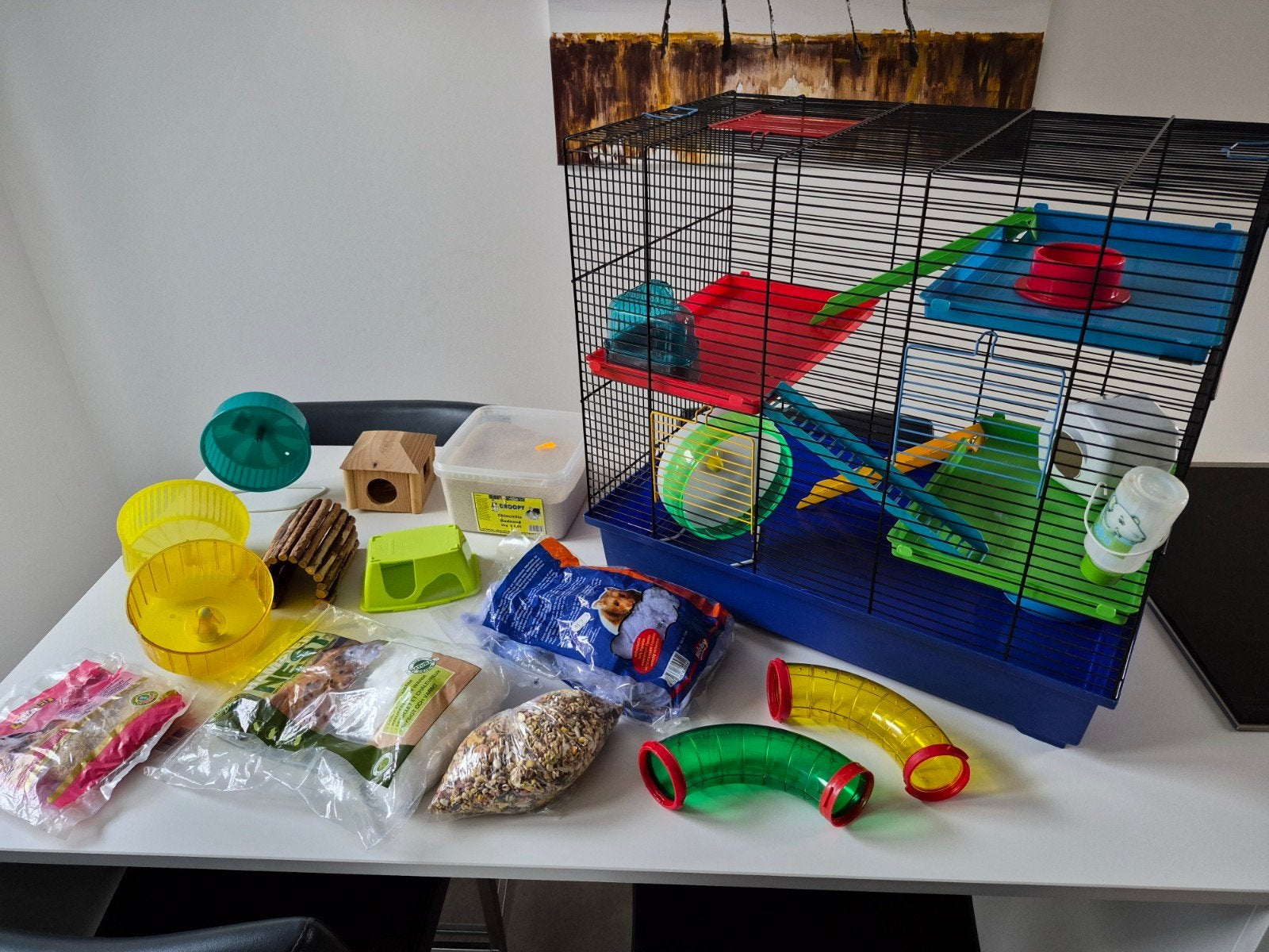 hamster kooi met bijbehoren en voeding, Ophalen, Gebruikt, Kooi, Hamster