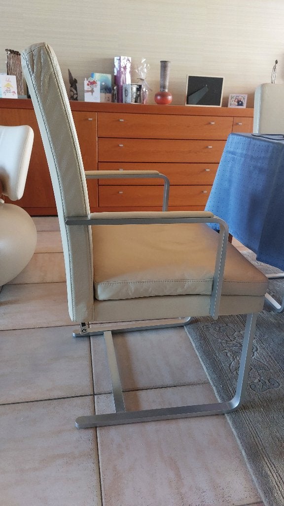Luxe eetkamerstoelen Hulsta, Ophalen, Gebruikt, Leer, Beige