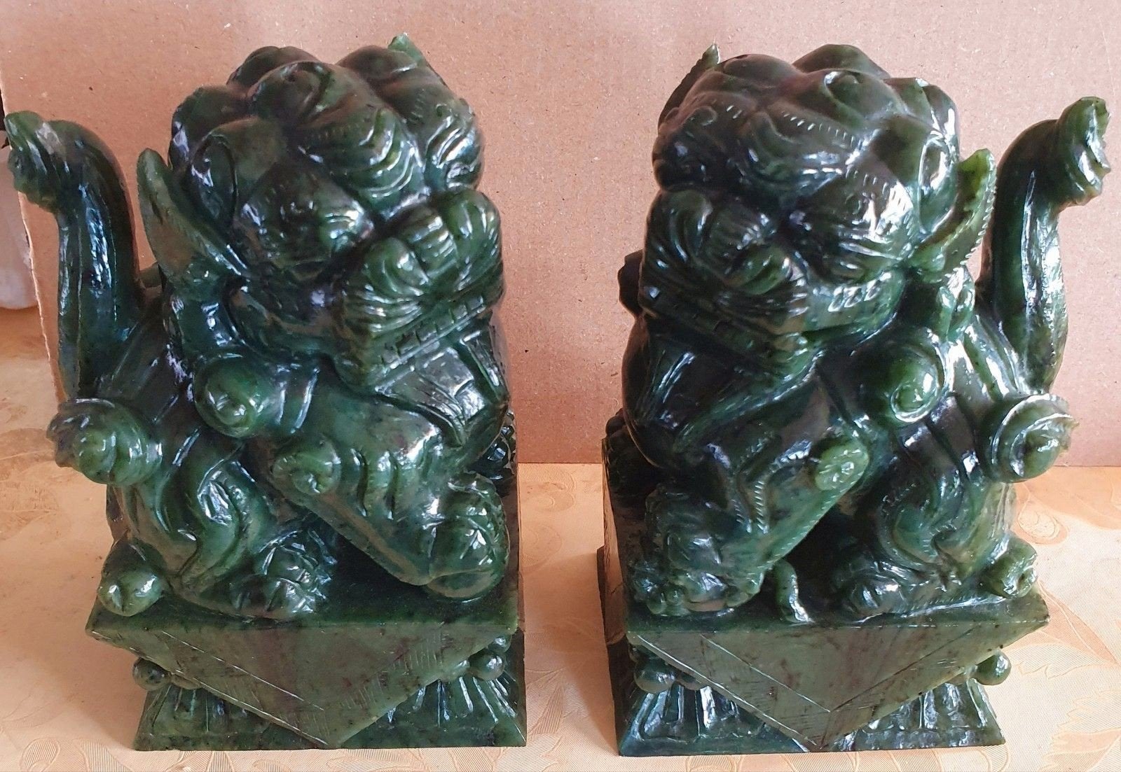 Bixies en jade chinois, Antiquités & Art, Vert, Enlèvement ou Envoi
