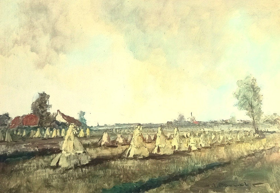 H. J. PAUWELS. Grand tableau lumineux. Huile/toile. 70×100cm, Antiquités & Art