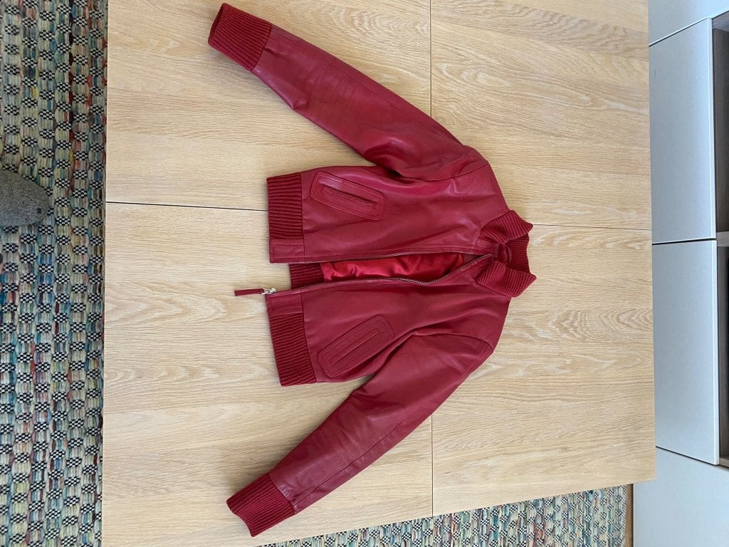 Rode leren jas Maat 38/40/M, Ophalen of Verzenden, Zo goed als nieuw, Maat 38/40 (M), Rood