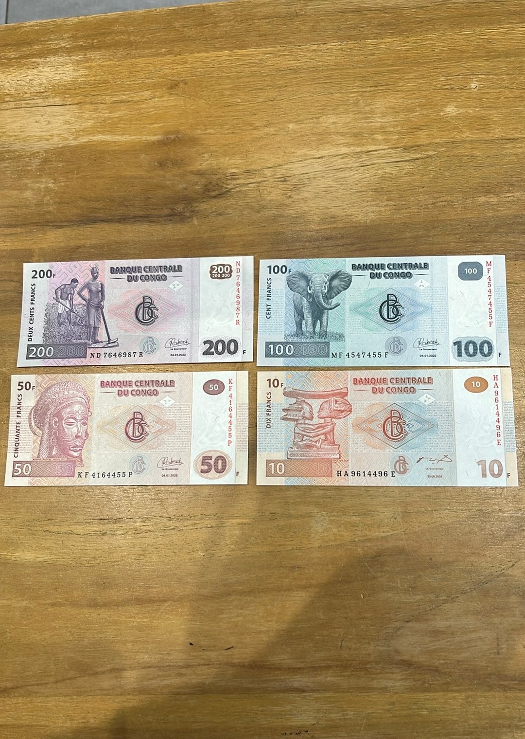 4 Billets Banque Centrale du Congo unc, Enlèvement ou Envoi