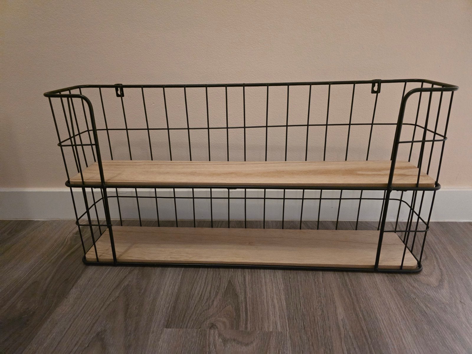 Wandrek zwart metaal met hout nieuw, Huis en Inrichting, Woonaccessoires | Wandplanken en Boekenplanken, Verzenden, Nieuw