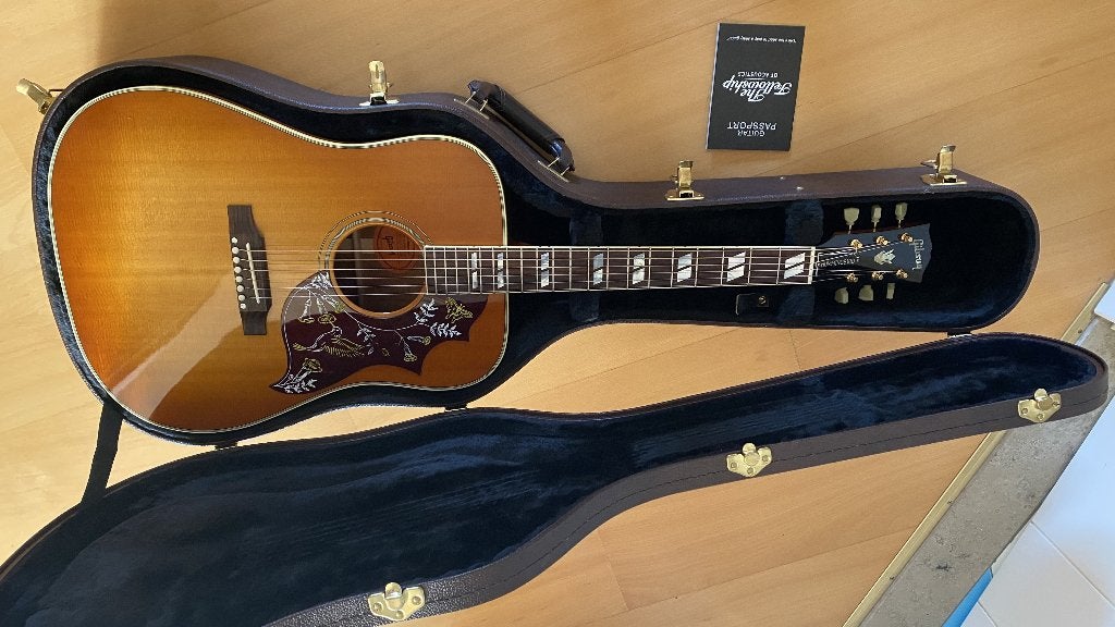 gibson hummingbird original heritage cherry sunburst, Ophalen, Hollow body, Met versterker, Zo goed als nieuw