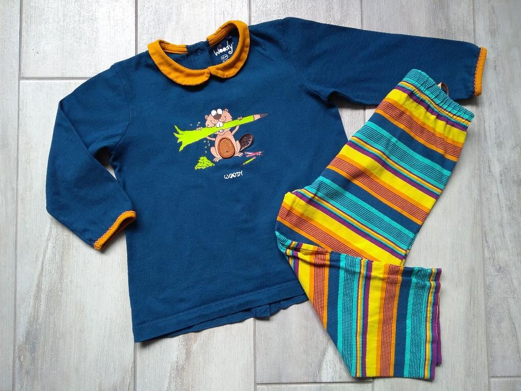 ✿ M86 - Woody pyjama thema bever, Nacht- of Onderkleding, Gebruikt, Meisje, Ophalen of Verzenden