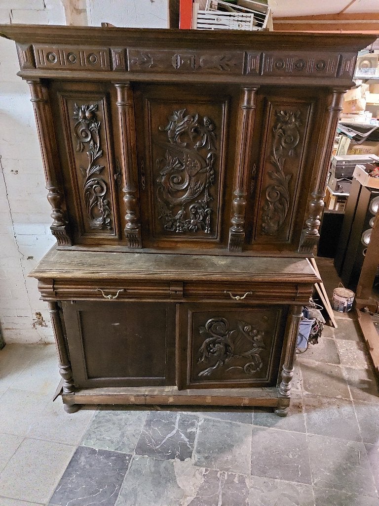 Antieke kast  massief, Antiek en Kunst, Ophalen