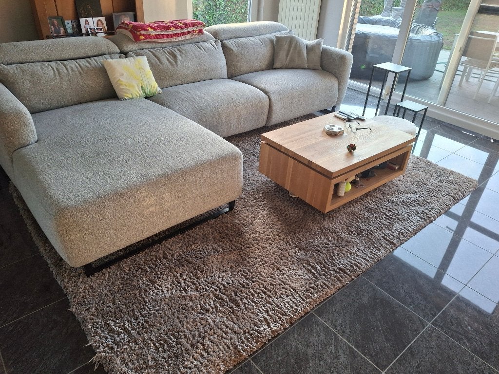 Stoffen hoeksalon met elektrisch verstelbare relax, Enlèvement, Comme neuf, Tissus, Modern zacht