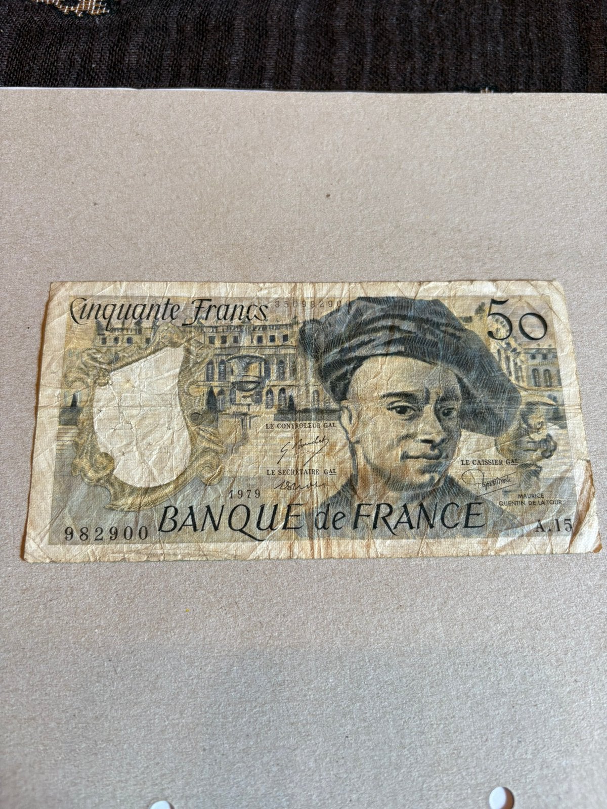 Frans bankbiljet 50 Francs 1979 – Quentin de La Tour, Ophalen of Verzenden, Frankrijk, Los biljet