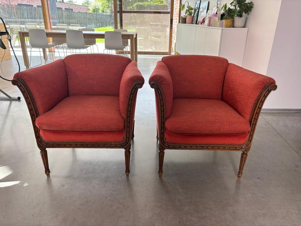 2 antieke salonfauteuils (louis XVI stijl), Antiek en Kunst, Ophalen