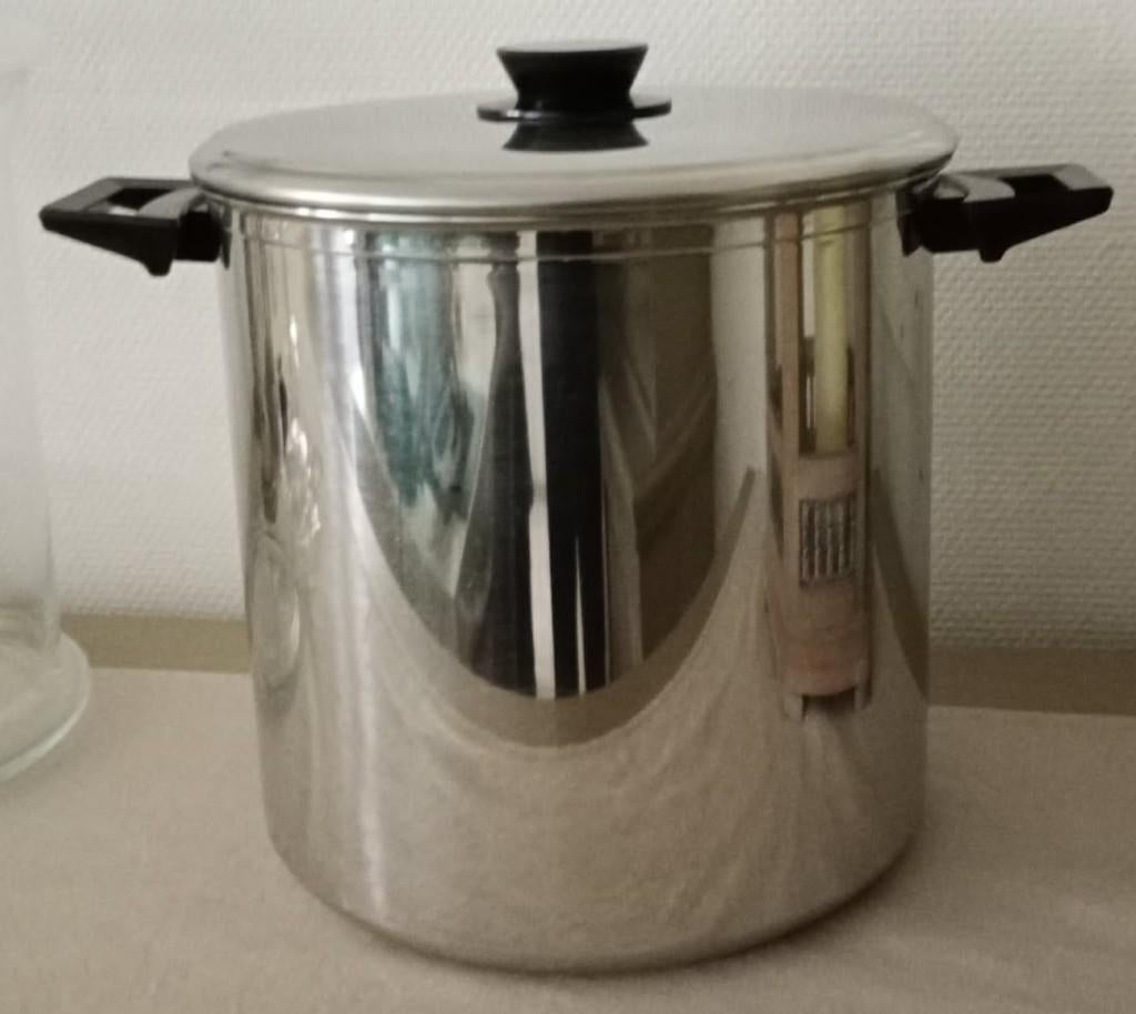 Zéér grote inox kookpot nuttige inhoud 12 liter, Kookpan of Snelkookpan, Inox, Keramische plaat, Ophalen of Verzenden