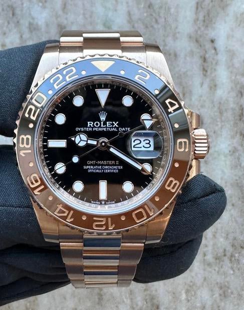Gezocht!!!!! Rolex GMT-Master II / Rootbeer / Roségold, Ophalen, Zo goed als nieuw, Goud, Rolex