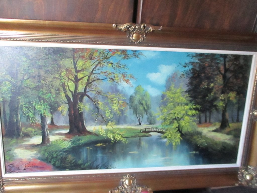 Peinture à l'huile sur toile  de J. Verulpens., Signé, Peinture à l'huile, Paysage, Enlèvement