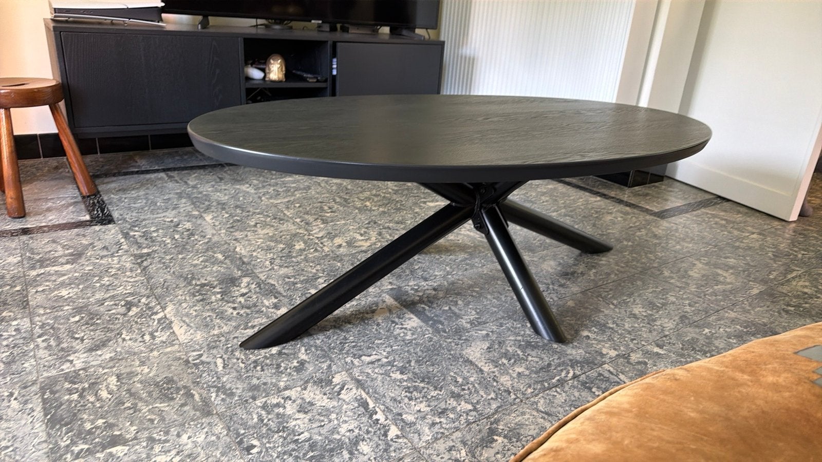 Salontafel Ovaal hout zwart, Huis en Inrichting, Ophalen, Zo goed als nieuw, Ovaal
